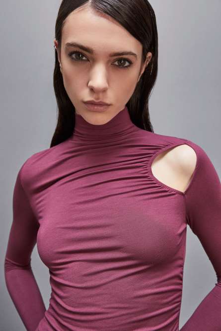 Jersey turtleneck mini dress, Red, Patrizia Pepe