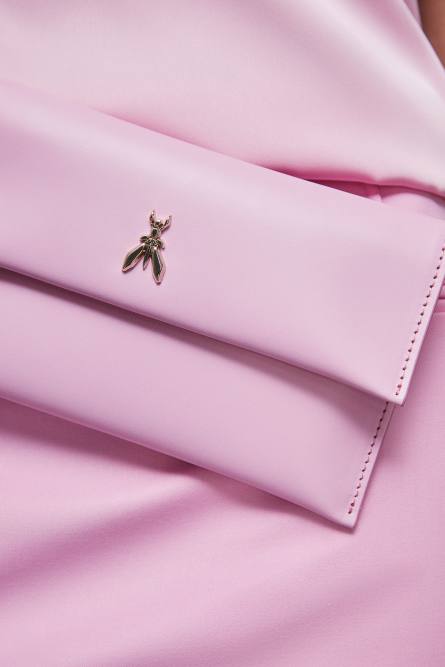 Leather clutch bag with chain shoulder strap, Pink, Patrizia Pepe