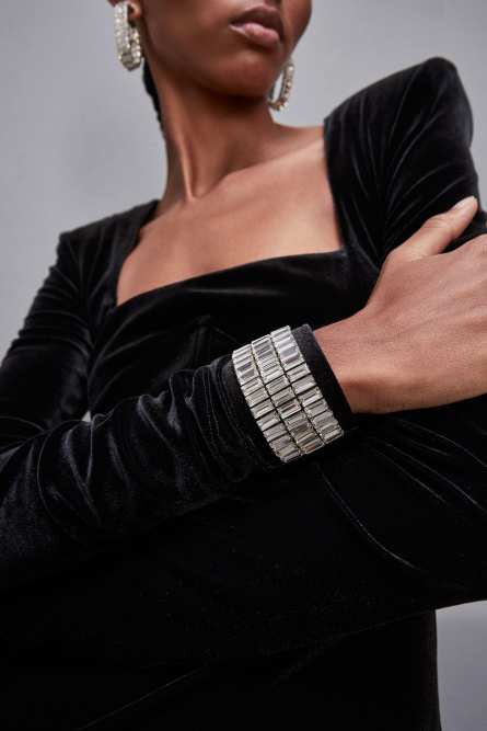 Chain bracelet with rhinestones, Black, Patrizia Pepe