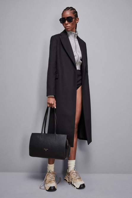 Bolso de piel con cremallera, Negro