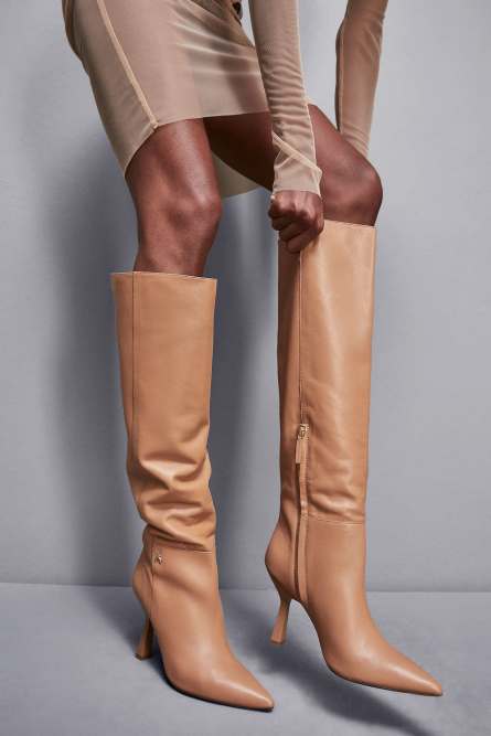 Astral heeled nappa leather boots, Brown, Patrizia Pepe