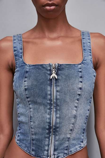 Stretch denim top, Light Blue, Patrizia Pepe