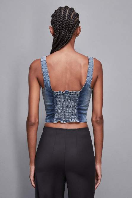 Stretch denim top, Light Blue, Patrizia Pepe