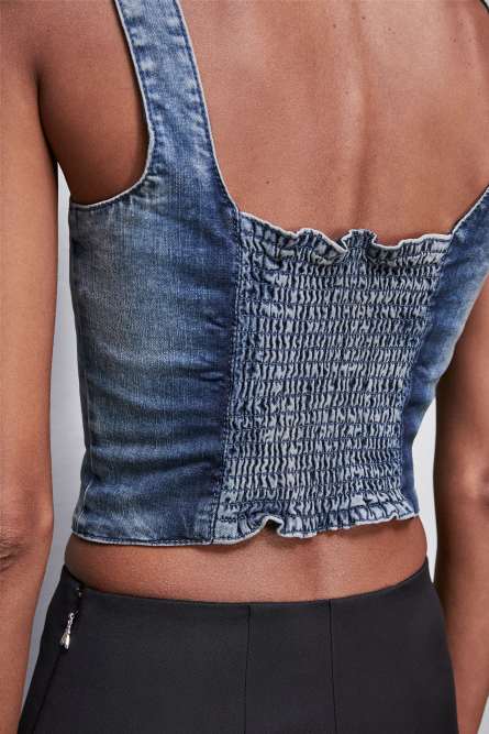 Stretch denim top, Light Blue, Patrizia Pepe