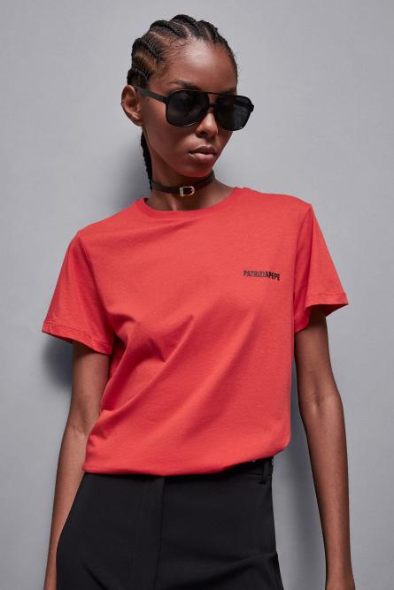 T-shirt with logo, Red, Patrizia Pepe