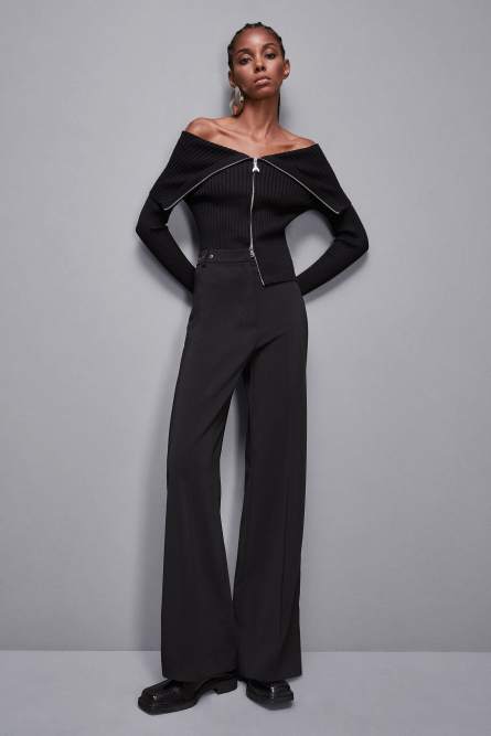 Essential viscose blend ribbed knitting sweater, Black, Patrizia Pepe