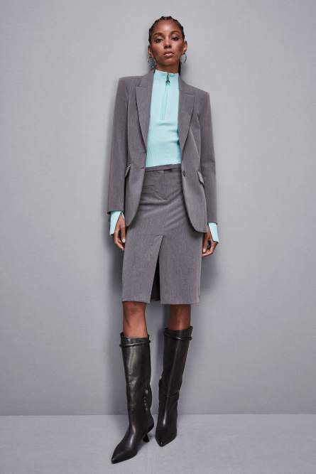 &quot;Essential&quot; Blazer mit zwei Knöpfen, Grau, Patrizia Pepe