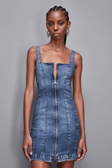 Ärmelloses Denim-Minikleid, Hellblau, Patrizia Pepe