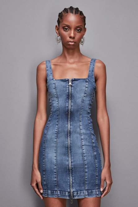 Ärmelloses Denim-Minikleid, Hellblau, Patrizia Pepe