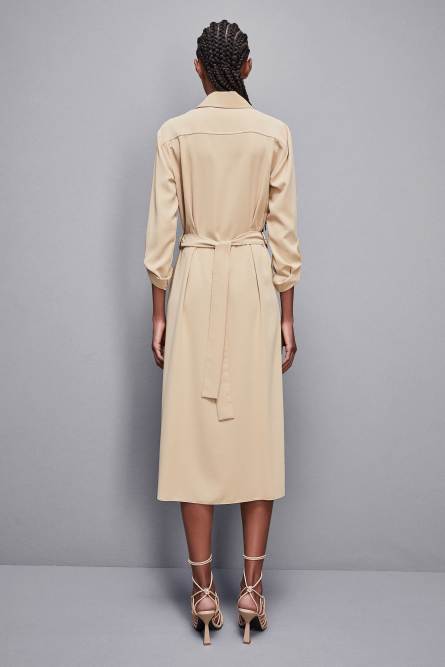 Long-sleeved chemisier dress, Beige, Patrizia Pepe