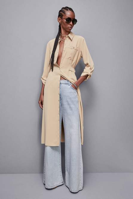 Long-sleeved chemisier dress, Beige, Patrizia Pepe