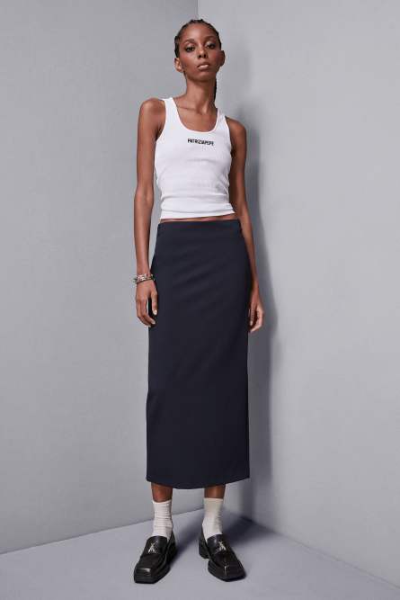 Falda midi elástica, Azul