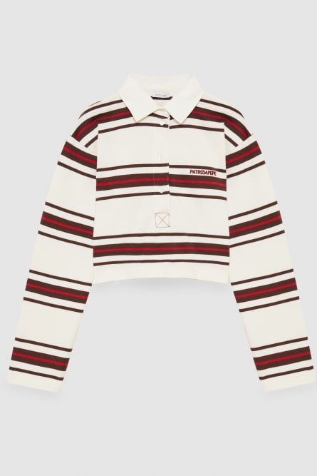 Cropped polo shirt with long sleeves, Brown, Patrizia Pepe