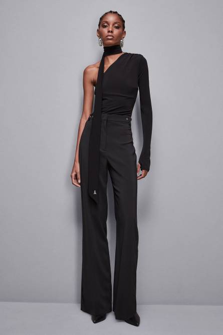 Asymmetric one shoulder top, Black, Patrizia Pepe