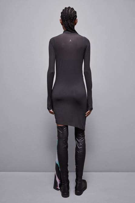 Viscose mini dress with draping, Black, Pink, Blue, Patrizia Pepe