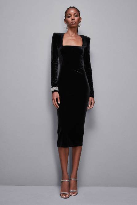 Essential velvet bustier dress, Black, Patrizia Pepe