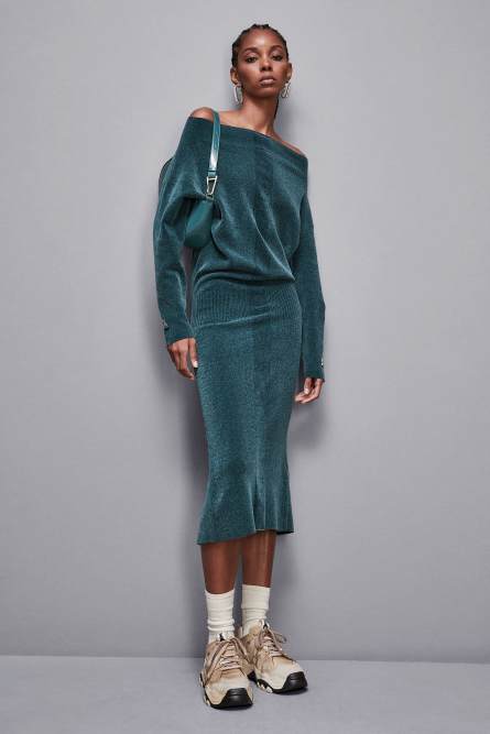 Long-sleeved chenille dress, Blue, Patrizia Pepe