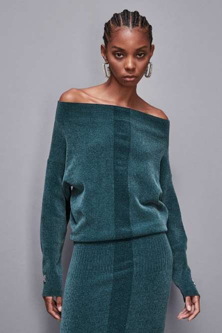 Long-sleeved chenille dress, Blue, Patrizia Pepe