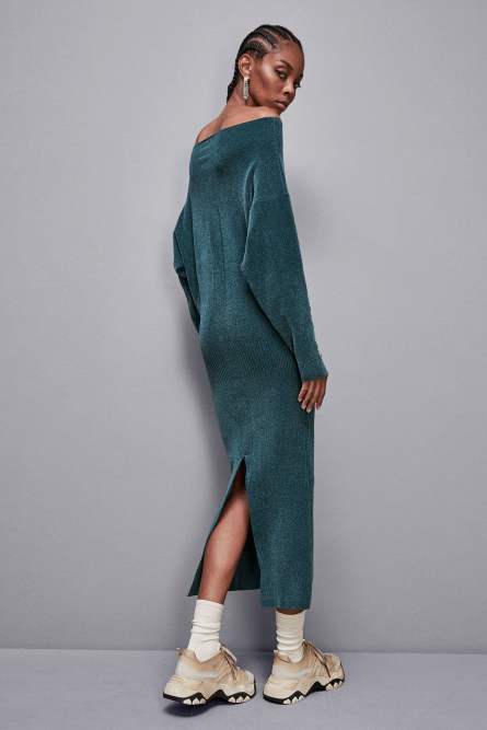 Long-sleeved chenille dress, Blue, Patrizia Pepe
