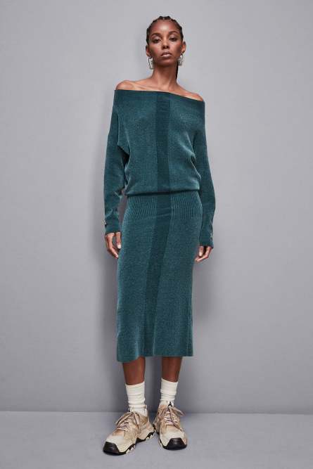 Long-sleeved chenille dress, Blue, Patrizia Pepe