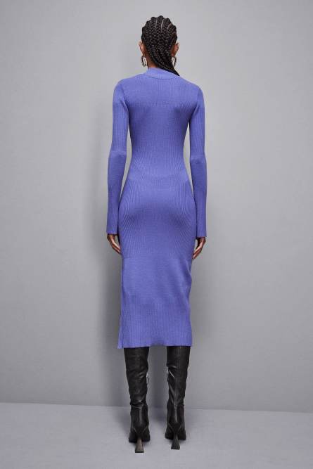 Ribbed wool midi dress, Blue, Patrizia Pepe