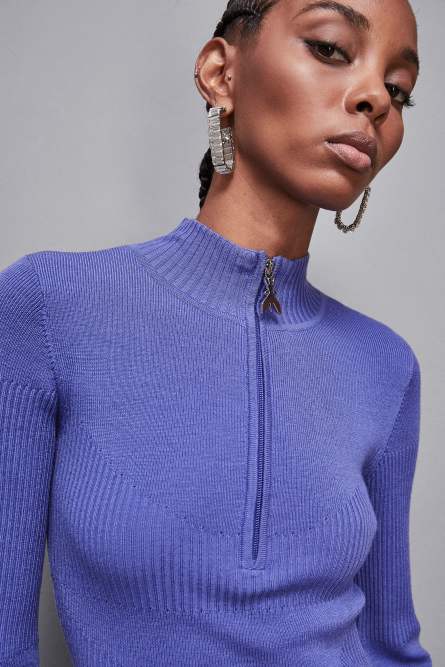Ribbed wool midi dress, Blue, Patrizia Pepe