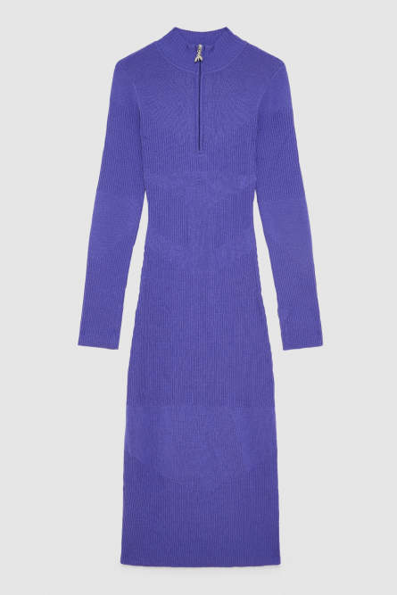 Ribbed wool midi dress, Blue, Patrizia Pepe