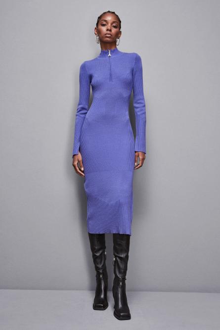 Ribbed wool midi dress, Blue, Patrizia Pepe