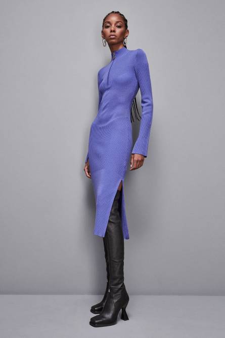 Ribbed wool midi dress, Blue, Patrizia Pepe