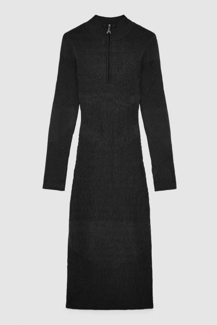 Ribbed wool midi dress, Black, Patrizia Pepe