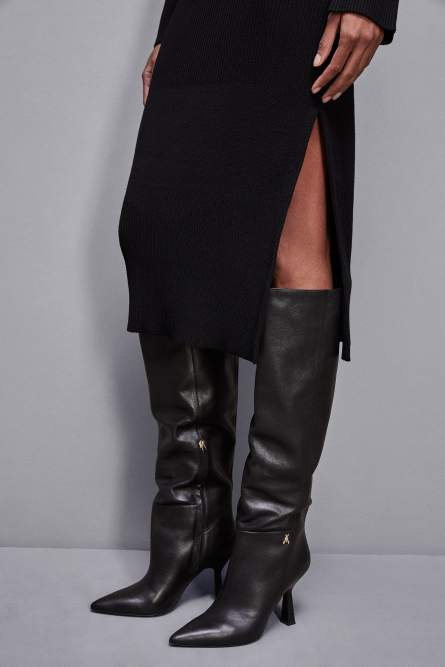 Ribbed wool midi dress, Black, Patrizia Pepe