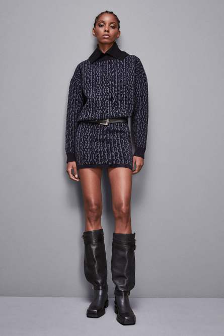 Polyester mini skirt, Blue, Grey, Patrizia Pepe