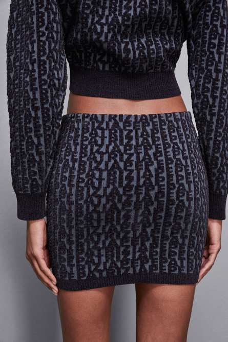 Polyester mini skirt, Blue, Grey, Patrizia Pepe
