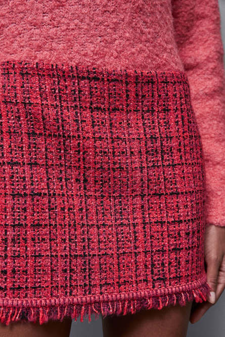 Fringed tweed skirt, Red, Patrizia Pepe