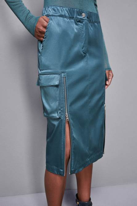 Falda cargo de nailon con cintura baja, Azul