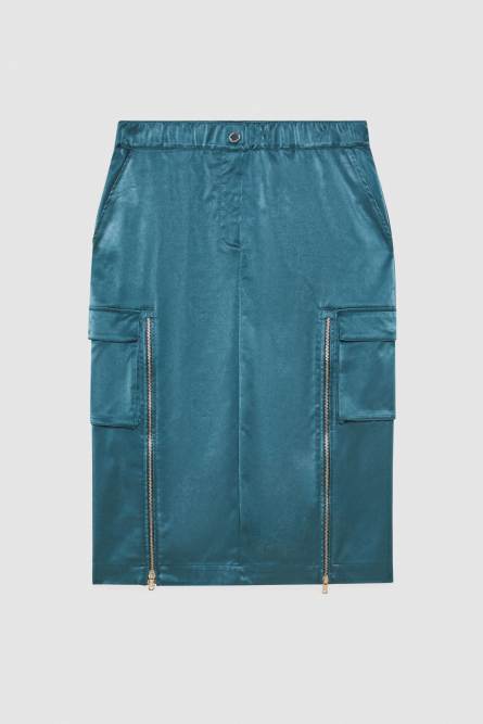 Falda cargo de nailon con cintura baja, Azul