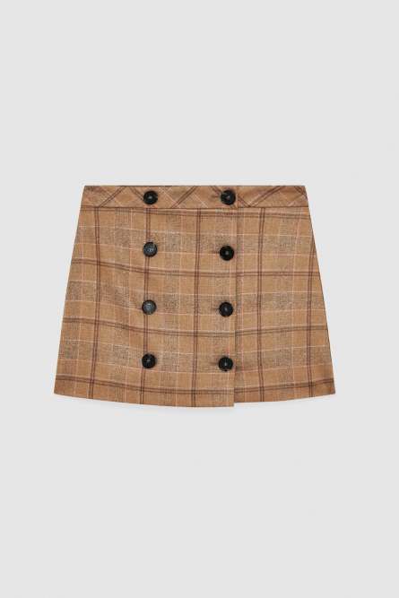 Canvas mini wrap skirt, Brown, Patrizia Pepe