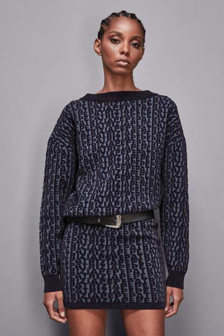 Soft polyester sweater, Blue, Grey, Patrizia Pepe