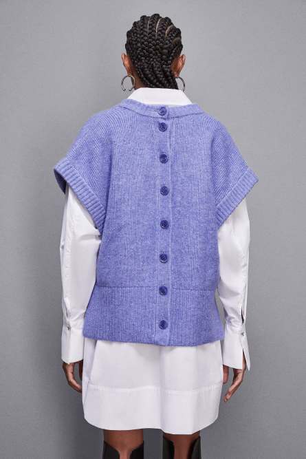 Sleeveless over shirt, Blue, Patrizia Pepe