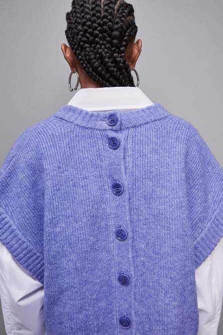Sleeveless over shirt, Blue, Patrizia Pepe