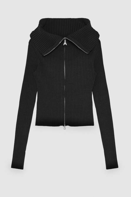 Essential viscose blend ribbed knitting sweater, Black, Patrizia Pepe
