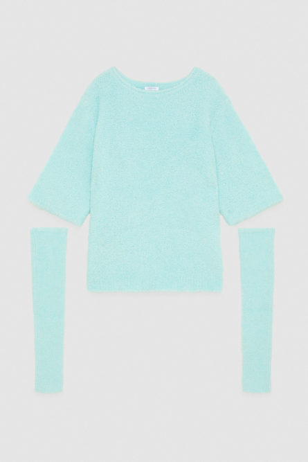 Half-sleeved bouclé sweater, Light Blue, Patrizia Pepe