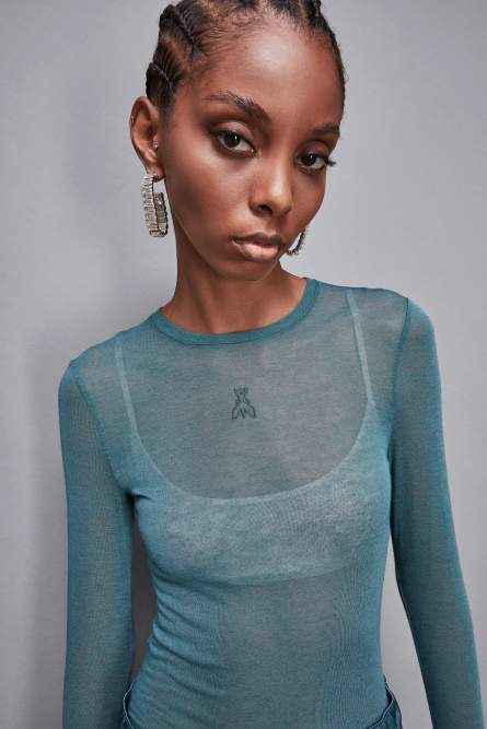 Crew-neck jersey sweater, Blue, Patrizia Pepe