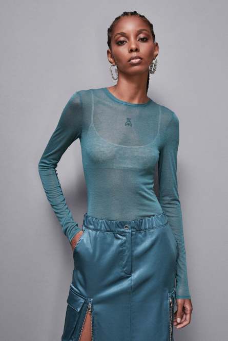 Crew-neck jersey sweater, Blue, Patrizia Pepe