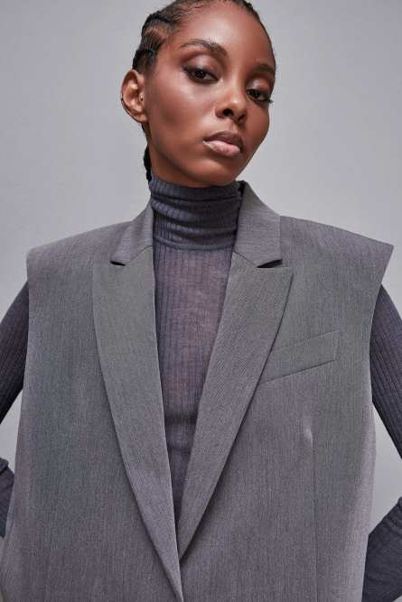 &quot;Essential&quot; viscose over vest, Grey, Patrizia Pepe