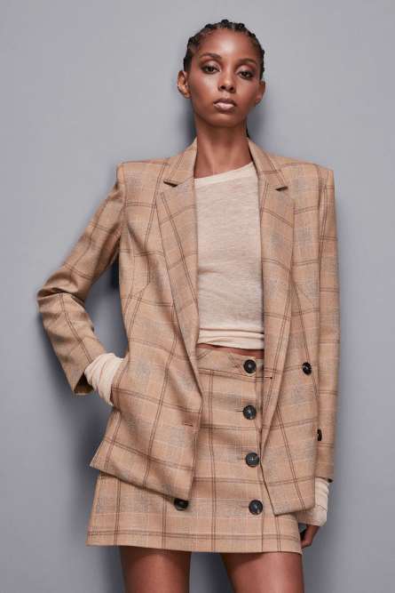 Checked blazer, Brown, Patrizia Pepe