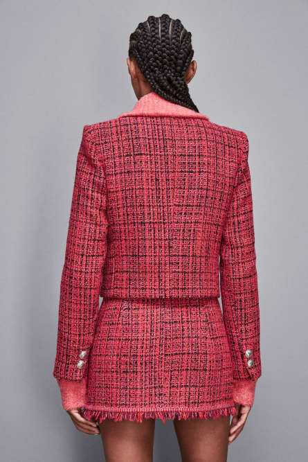 Tweed crew neck jacket, Red, Patrizia Pepe