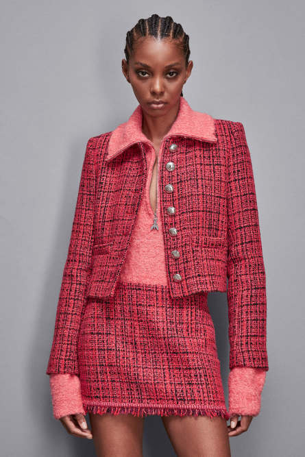 Tweed crew neck jacket, Red, Patrizia Pepe