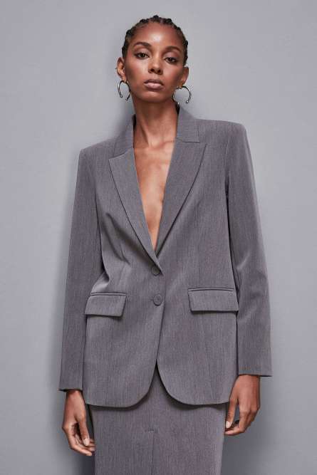 &quot;Essential&quot; Blazer mit zwei Knöpfen, Grau, Patrizia Pepe