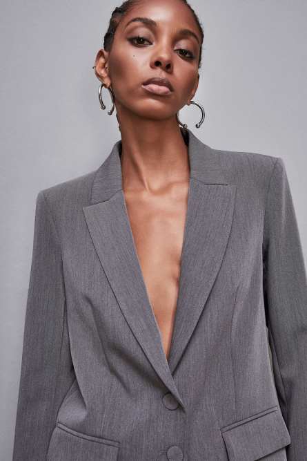 &quot;Essential&quot; Blazer mit zwei Knöpfen, Grau, Patrizia Pepe